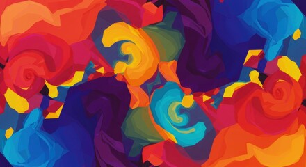 Obraz premium Abstract Swirls of Color: A vibrant, abstract design bursting with energy and playful swirls in a captivating symphony of colors. 