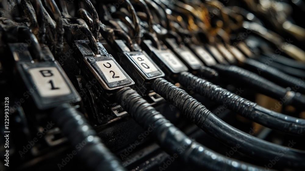 Canvas Prints Close-up of a Row of Numbered Electrical Connectors