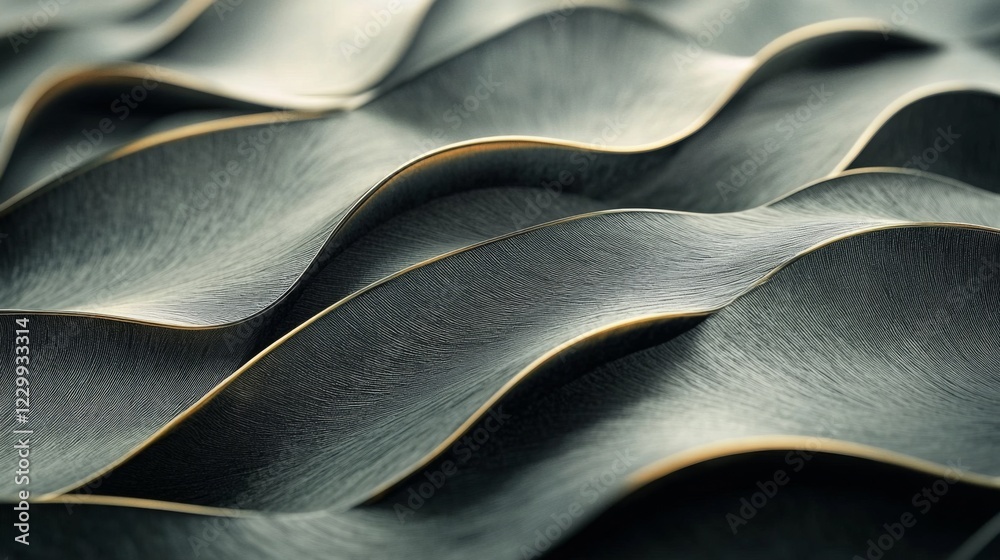 Aufkleber a close-up of interwoven line patterns in metallic silver and gold, on a dark textured background, c