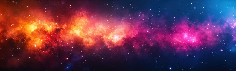 Fototapeta premium Vivid Cosmic Nebula with Fiery Colors and Starry Background Creating an Eerie and Majestic Celestial Scene in Deep Space