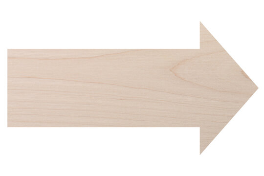 Arrow with wooden texture isolated on white