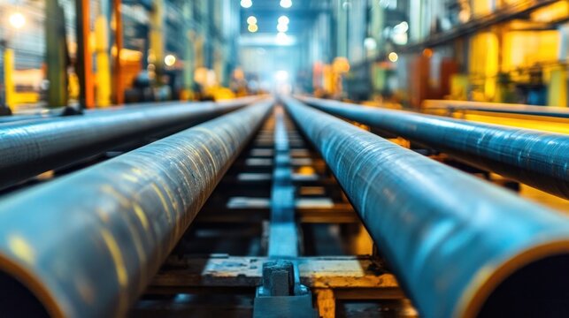 Steel Pipes in a Factory Setting