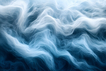 Fototapeta premium Abstract blue and white swirling lines, resembling clouds, smoke, or water, creating a dreamy, ethereal texture. Perfect for design backgrounds or artistic projects.