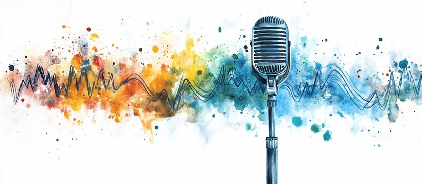 Watercolor Mic: Soundwaves and vibrant hues