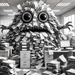 office paperwork monster