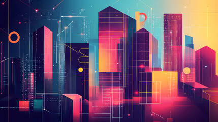 vector, geometric shapes, proptech, real estate, fintech, innovation, digital transformation