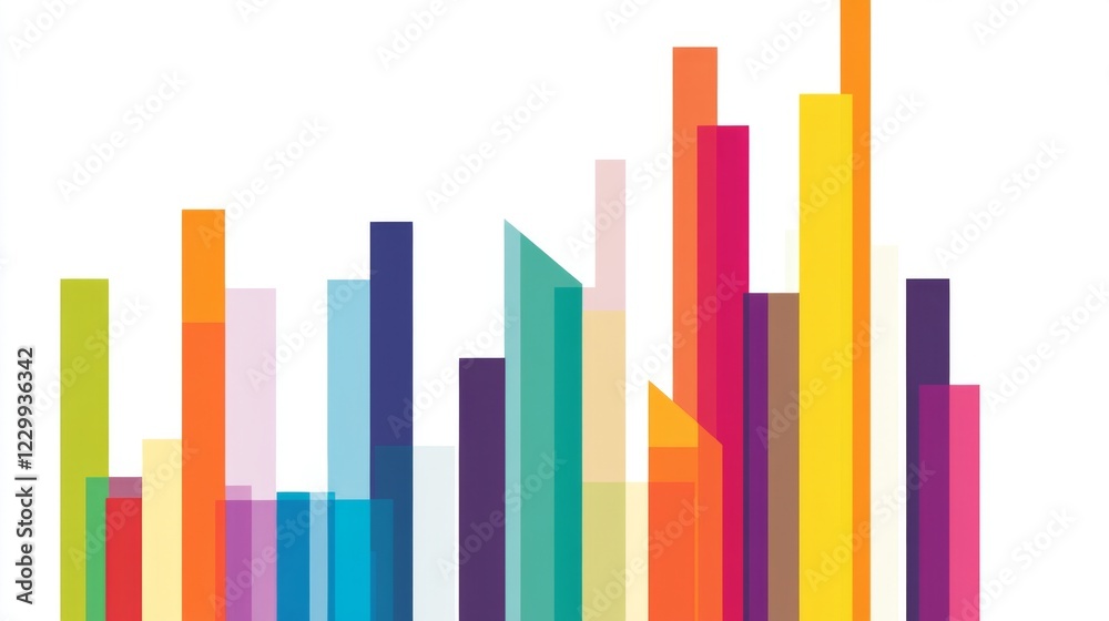 Leinwandbilder a colorful bar chart representing various financial data points, with sharp edges and vibrant colors