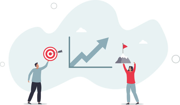 Goal setting for measurable business target achievement . Smart strategy and plan for successful objective reaching .flat characters.