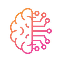 Artificial intelligence Ai brain circuit board icon, Artificial intelligence AI technological chip, Vector illustration