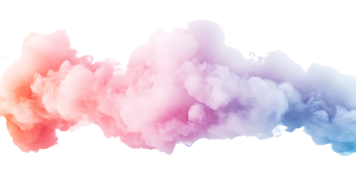 Abstract pastel colored smoke cloud, isolated on white background.