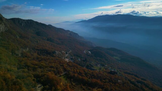 Ostrog Monastery mountainside Montenegro - aerial view	
