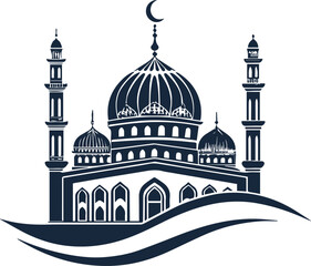Vector beautiful mosque icon design with white background 