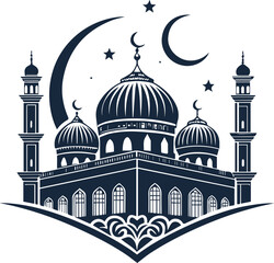 Obraz premium Vector beautiful mosque icon design with white background 