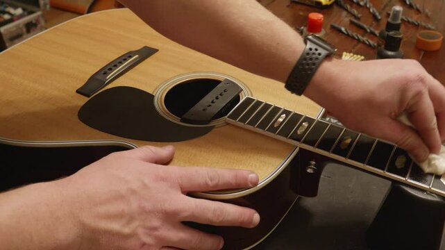 Polishing Old Acoustic Guitar