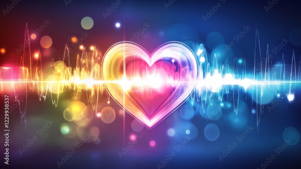 Aufkleber a conceptual graphic showing a heart wave merging with sound waves, illustrating the connection betw
