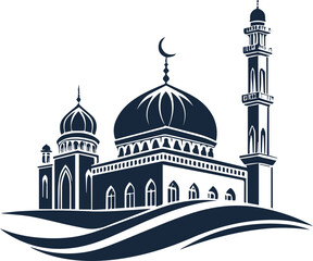 Vector beautiful mosque icon design with white background 