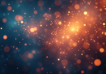 Abstract background with glowing particles and soft bokeh effect showcasing vibrant orange and blue colors for artistic designs and creative projects