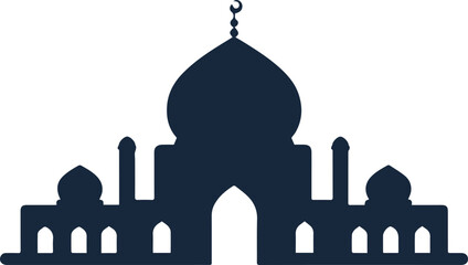 Vector beautiful mosque icon logo design with white background 