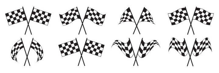 checkered flag set. various racing flag shapes check flag icon