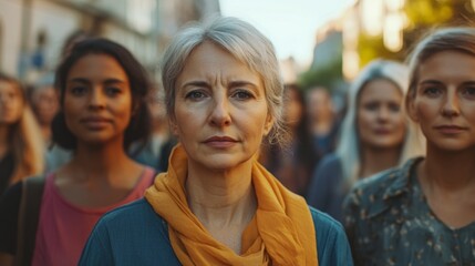 Fototapeta premium Women of Different Ages and Backgrounds Standing Together Outdoors