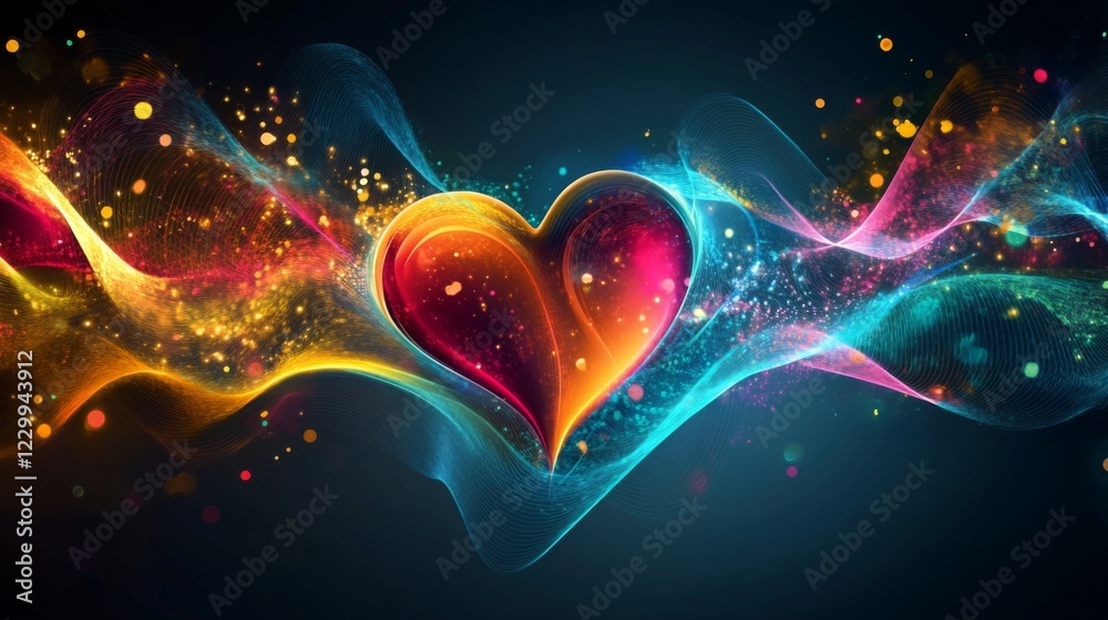 Leinwandbilder a creative visualization of heart waves morphing into abstract shapes, representing the life force a