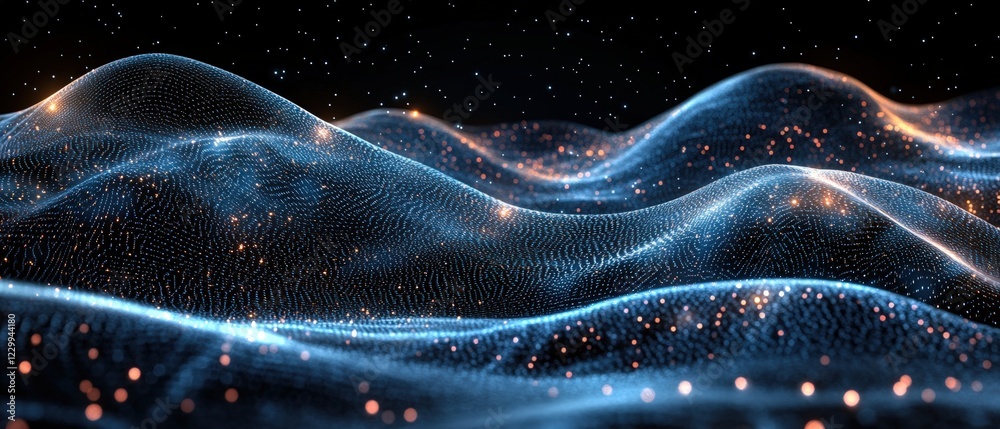 Poster computer generated wave with glowing light effect in digital abstract background