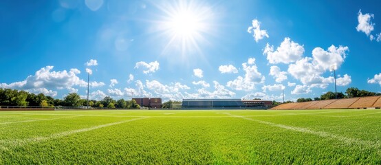 Football field action local stadium sports photography daylight ground level dynamic atmosphere