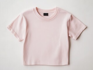 Stylish action of a sophisticated pastel pink t-shirt minimalist studio setting fashion photography