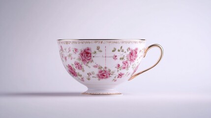Elegant Teacup with Delicate Rose Pattern