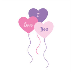 Valentine balloon object on white background. Vector object design element for Valentine's day