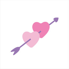 Valentine love arrow object on white background. Vector object design element for Valentine's day