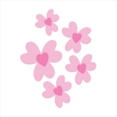 Valentine flower blossom object on white background. Vector object design element for Valentine's day
