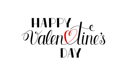 Happy valentine's day phrase isolated on white background. Handwritten text