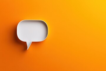 A rectangular white speech bubble occupies a bright orange background, emphasizing conversation and the importance of clear communication in modern times.