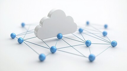 Obraz premium Cloud Computing Network: Global Connectivity and Data Sharing