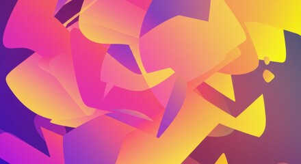 Abstract Vibrant Hues: An explosion of color and dynamic shapes in shades of pink, purple, and yellow, creating a vibrant and energetic abstract art piece.