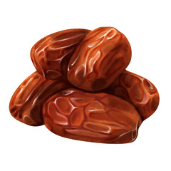 realistic watercolor illustration of dates fruit pattern on transparent background