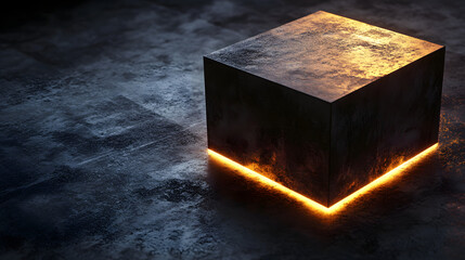 A Geometric Shape Bathed in Soft Glowing Light on Dark Background