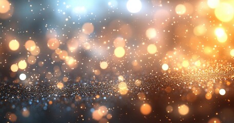 Fototapeta premium Beautiful abstract background with shimmering particles and glowing bokeh lights in warm and cool tones creating a dreamy, ethereal atmosphere for your design needs