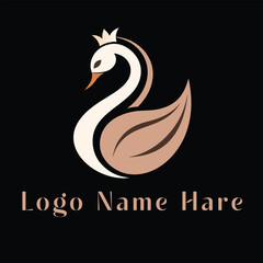  A premium swan logo with a crown, symbolizing elegance and luxury. Ideal for branding, beauty, and fashion industries.