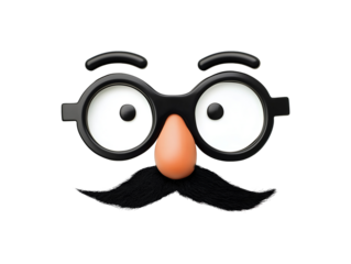 Funny glasses with mustache isolated on transparent or white background, png