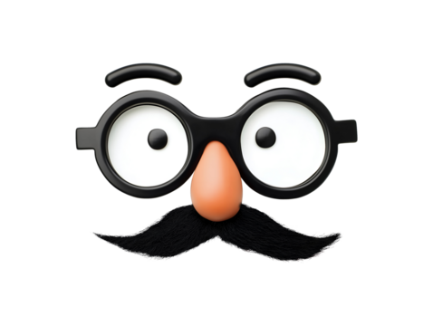 Funny glasses with mustache isolated on transparent or white background, png