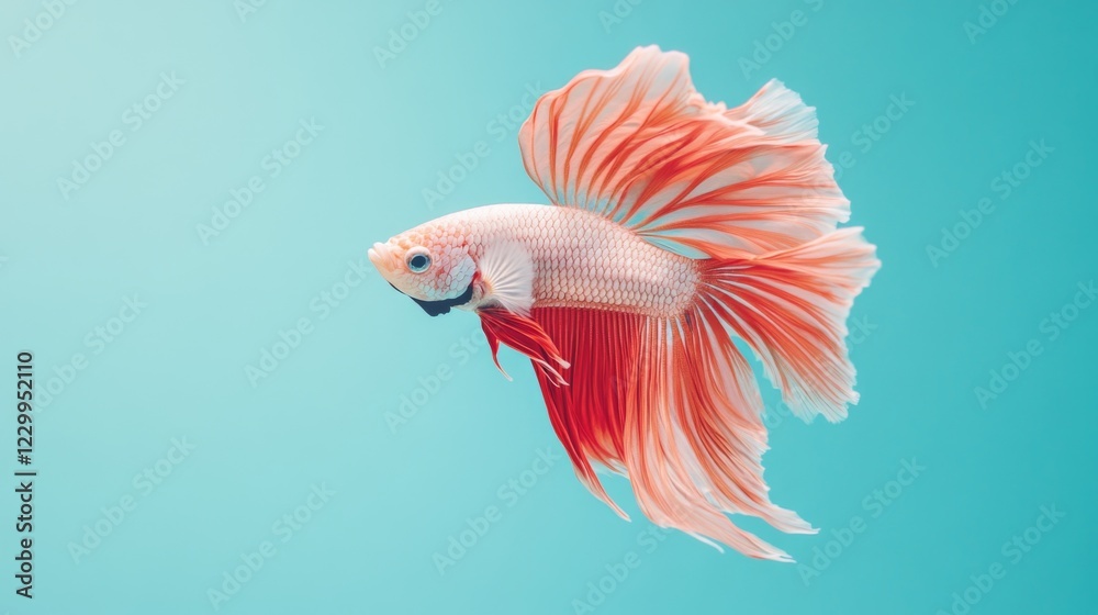 Poster A dynamic image capturing a betta fish in mid-swim, its fins elegantly trailing behind, set against a minimalist background to highlight its beauty