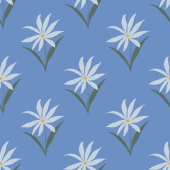Floral seamless pattern with abstract small flowers, delicate isolated illustration for textile or wallpaper, background or cover, hand drawn print with design elements