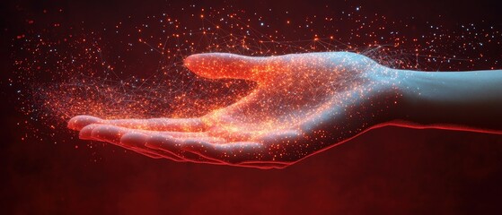 Person holding a glowing object in their hand in a dark environment with soft light surroundings