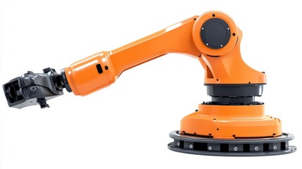 Fototapeta premium A futuristic robotic arm positioned on a white background, symbolizing automation.