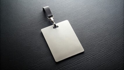 Blank name tag, resting on a dark surface generative ai
