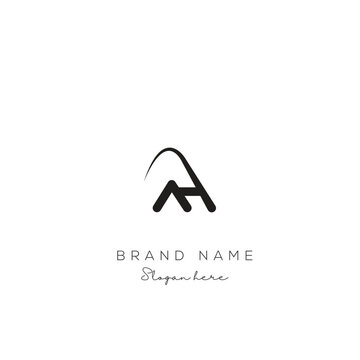 Minimal creative initial based AH logo and HA logo. Letter AH HA creative elegant monogram Black and white.
