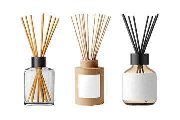 Collection set of reed diffusers isolated on transparent or white background, png