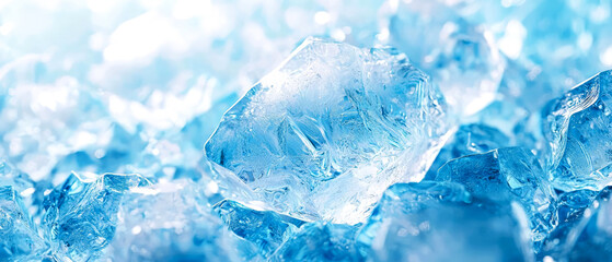 Obraz premium Sparkling blue ice crystals with sharp edges, ultra detailed textures. Macro shot capturing the beauty of frozen nature, transparency, and cool winter aesthetics.Abstract background. Generative ai